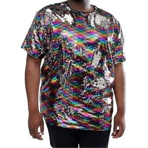 ASOS Festival Relaxed T-Shirt All Over Reversible Sequins Size Large Pride